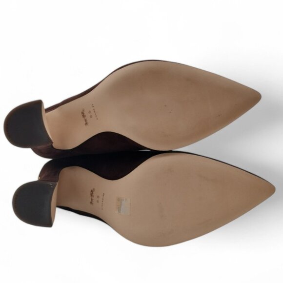 Coach Women's Size 8.5 Cece Maple Suede Pointed Toe Block Heel Tall Boots CN159 - Picture 16 of 16